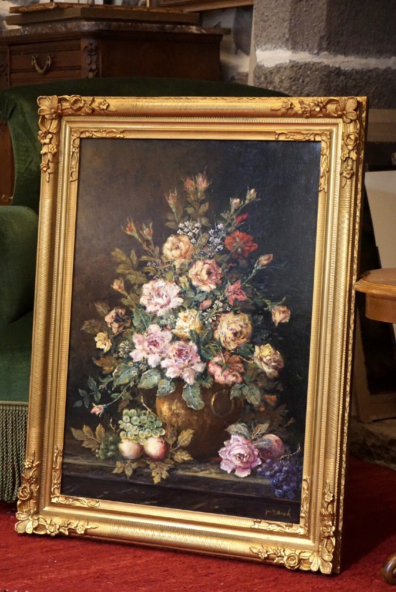 ÉCOLE HOLLANDAISE / J.M. BEEK (1879-1965) / NATURE MORTE / huile sur toile-photo-3
