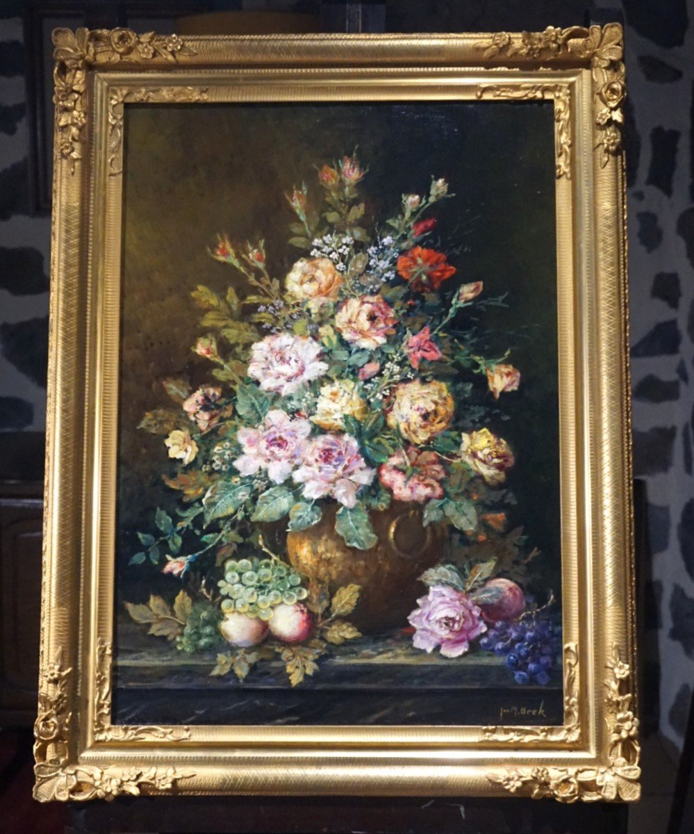 ÉCOLE HOLLANDAISE / J.M. BEEK (1879-1965) / NATURE MORTE / huile sur toile-photo-6