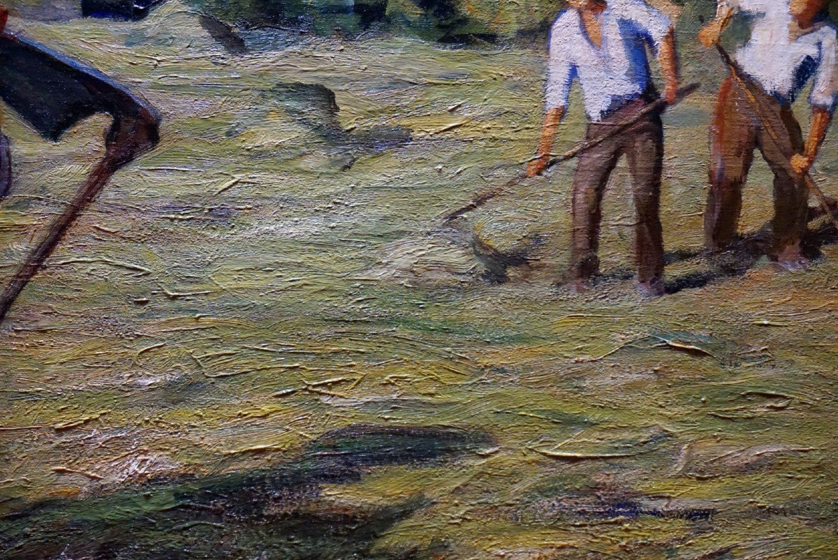LA FENAISON AU PAYS BASQUE / vers 1930 /  huile sur toile-photo-2