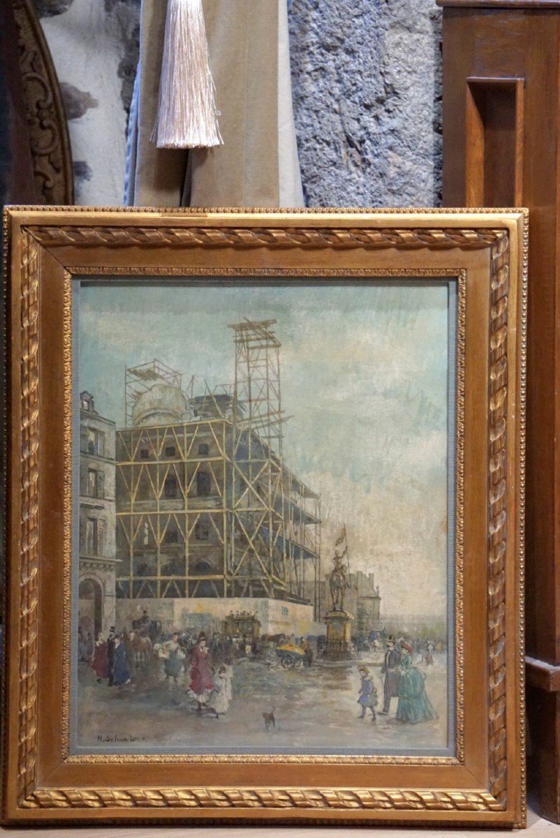 Paris / Circa 1880 / Reconstruction Of The Marsan Pavilion / Rue De Rivoli / Pastel & Watercolor-photo-2