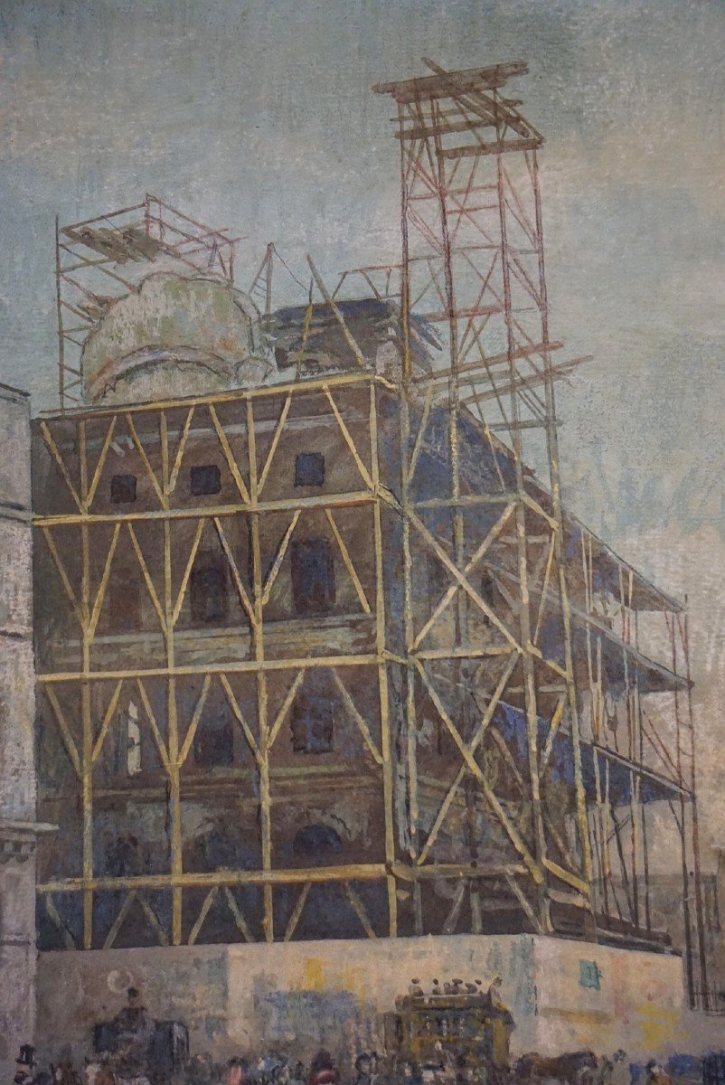 Paris / Circa 1880 / Reconstruction Of The Marsan Pavilion / Rue De Rivoli / Pastel & Watercolor-photo-3