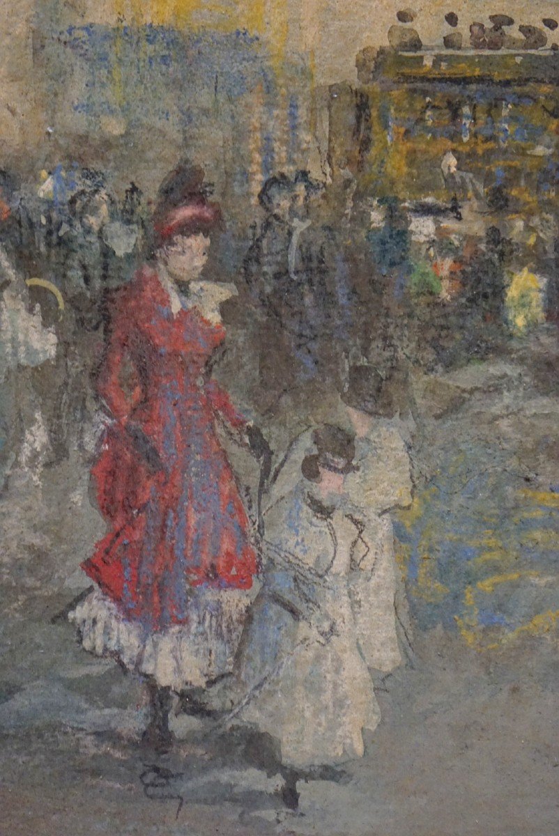 Paris / Circa 1880 / Reconstruction Of The Marsan Pavilion / Rue De Rivoli / Pastel & Watercolor-photo-4