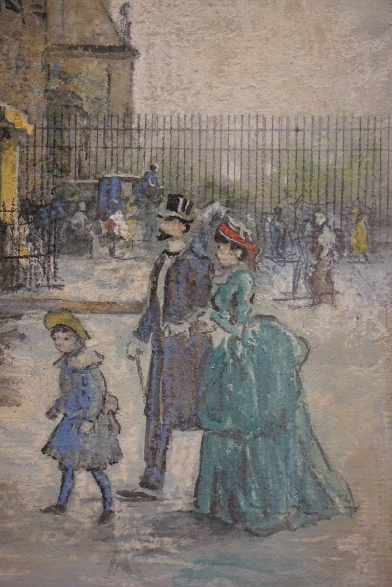 Paris / Circa 1880 / Reconstruction Of The Marsan Pavilion / Rue De Rivoli / Pastel & Watercolor-photo-5