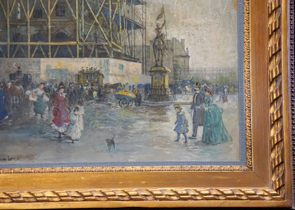 Paris / Circa 1880 / Reconstruction Of The Marsan Pavilion / Rue De Rivoli / Pastel & Watercolor-photo-8