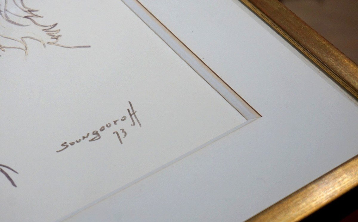 ANATOLA SOUNGOUROFF (1911-1982) /  PROFIL DE JEUNE HOMME / feutre sur papier / daté 73-photo-5