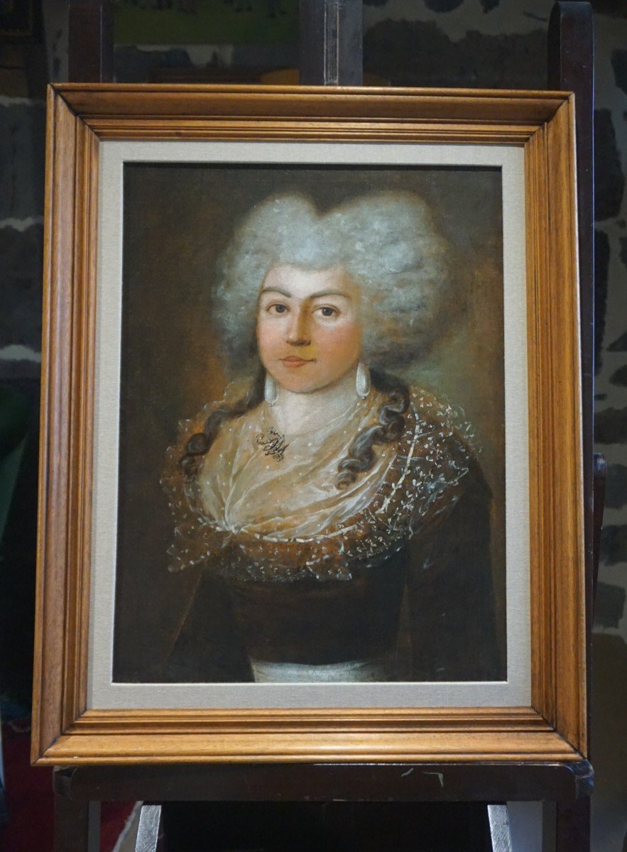 ÉCOLE ESPAGNOLE DU XVIII ème siècle / PORTRAIT DE DAME DE QUALITÉ / huile sur toile-photo-3