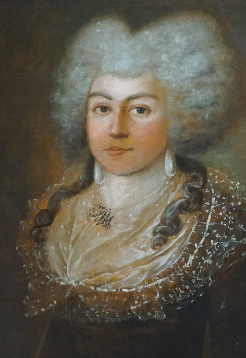 ÉCOLE ESPAGNOLE DU XVIII ème siècle / PORTRAIT DE DAME DE QUALITÉ / huile sur toile-photo-4
