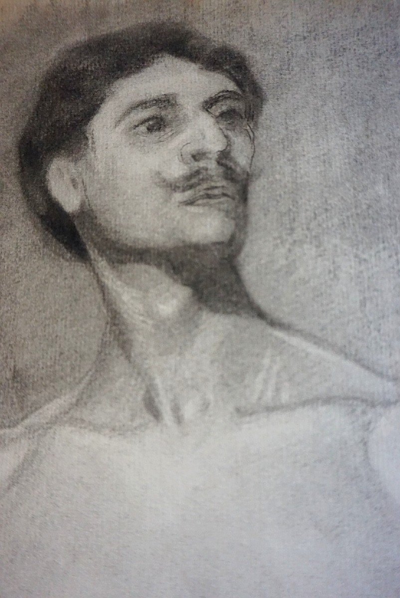 ACADÉMIE D'HOMME / XIX ème siècle / ÉCOLE FRANÇAISE / fusain-photo-2