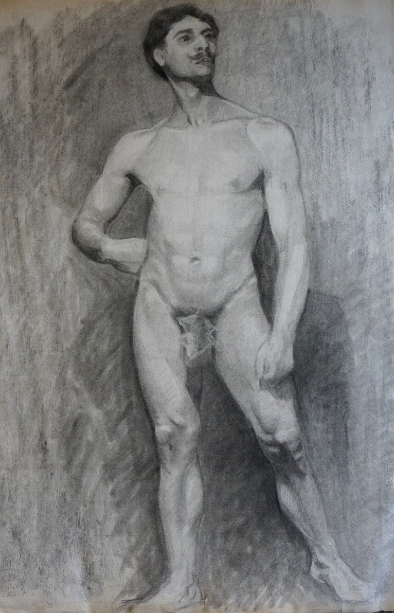 Man's Academy / 19th Century / French School / Charcoal