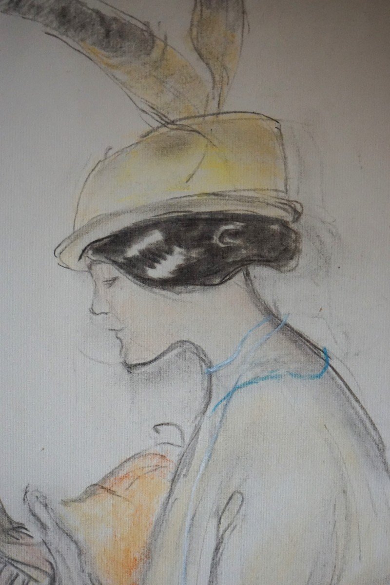 Louis Legrand (1863-1951) / Pastel Date 1915 / Portrait Of Maud Pellet-exsteens -photo-3