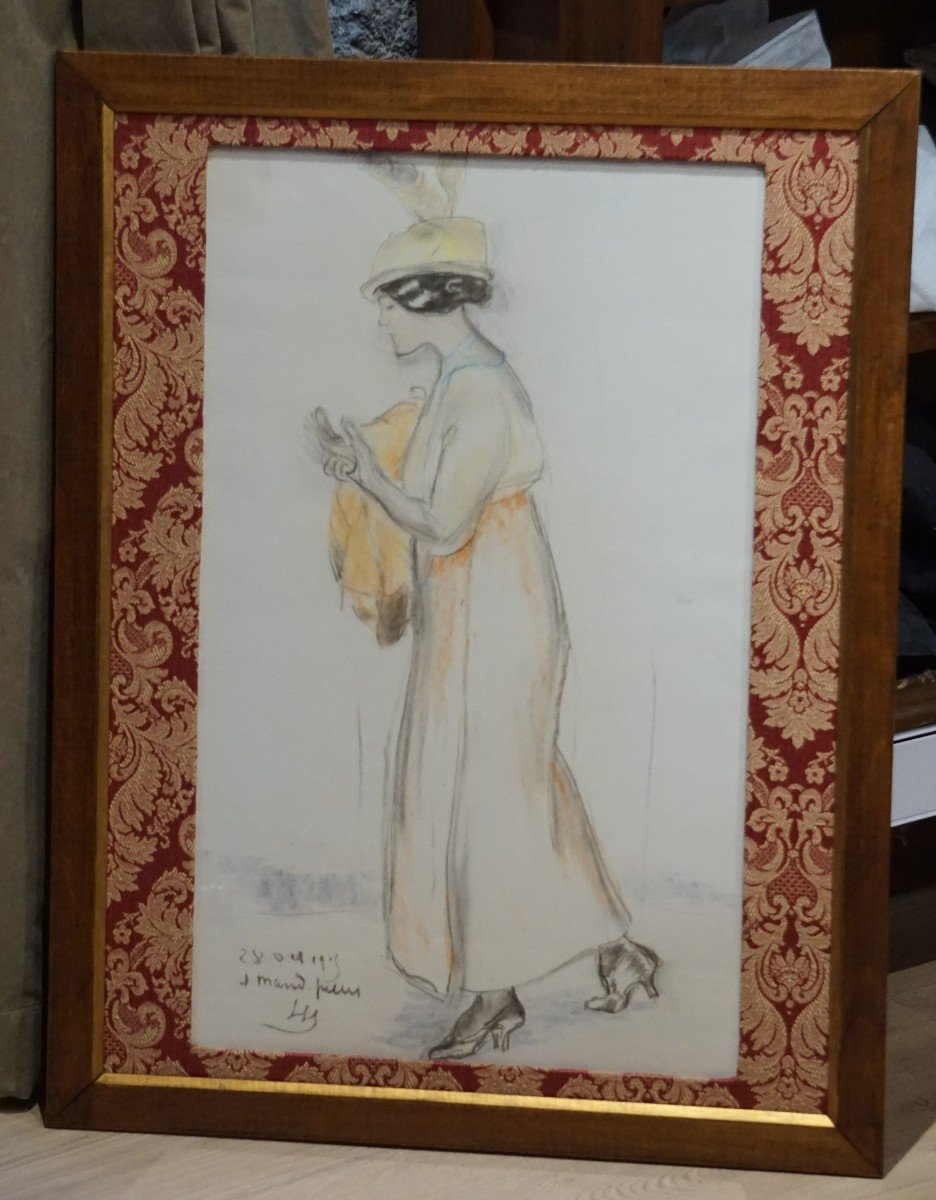 Louis Legrand (1863-1951) / Pastel Date 1915 / Portrait Of Maud Pellet-exsteens -photo-4