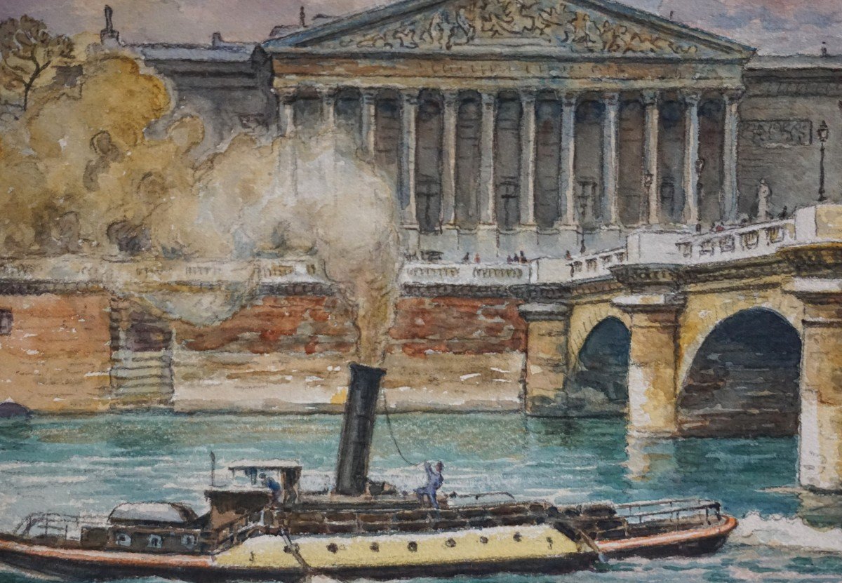 Paris / National Assembly And The Seine / 1930s / Gouache-photo-3