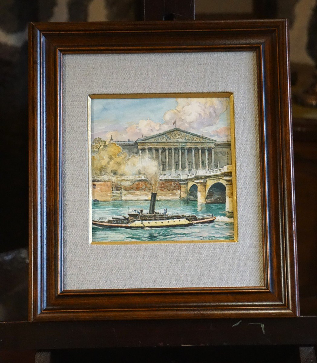 Paris / National Assembly And The Seine / 1930s / Gouache-photo-4