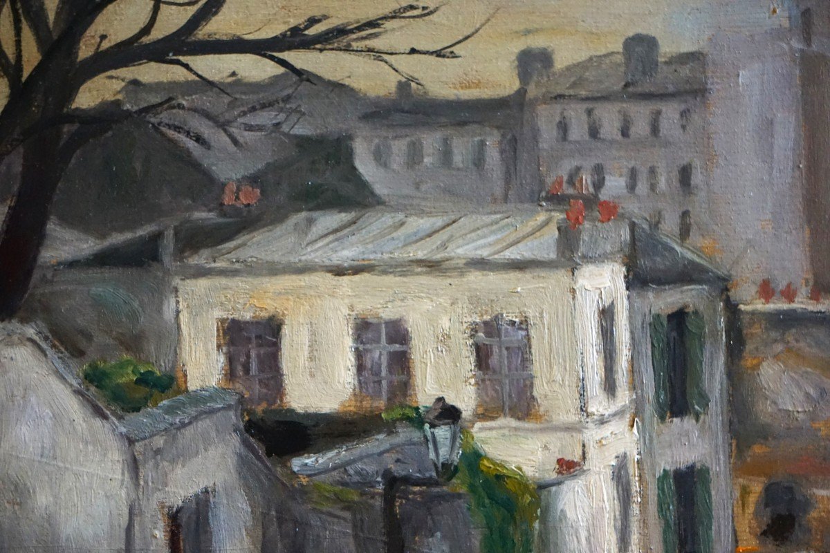 ECOLE DE PARIS VERS 1940 -1950  /  MONTMARTRE rue du Mont-Cenis  /  huile sur bois-photo-4