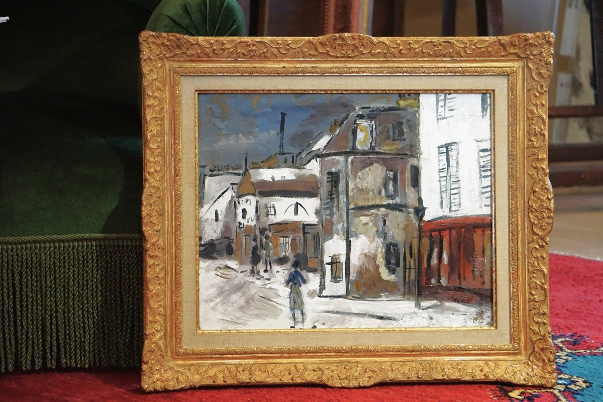 School Of Paris Circa 1940 / Entourage Of Gen Paul / Montmartre Under The Snow / Oil On Panel-photo-7