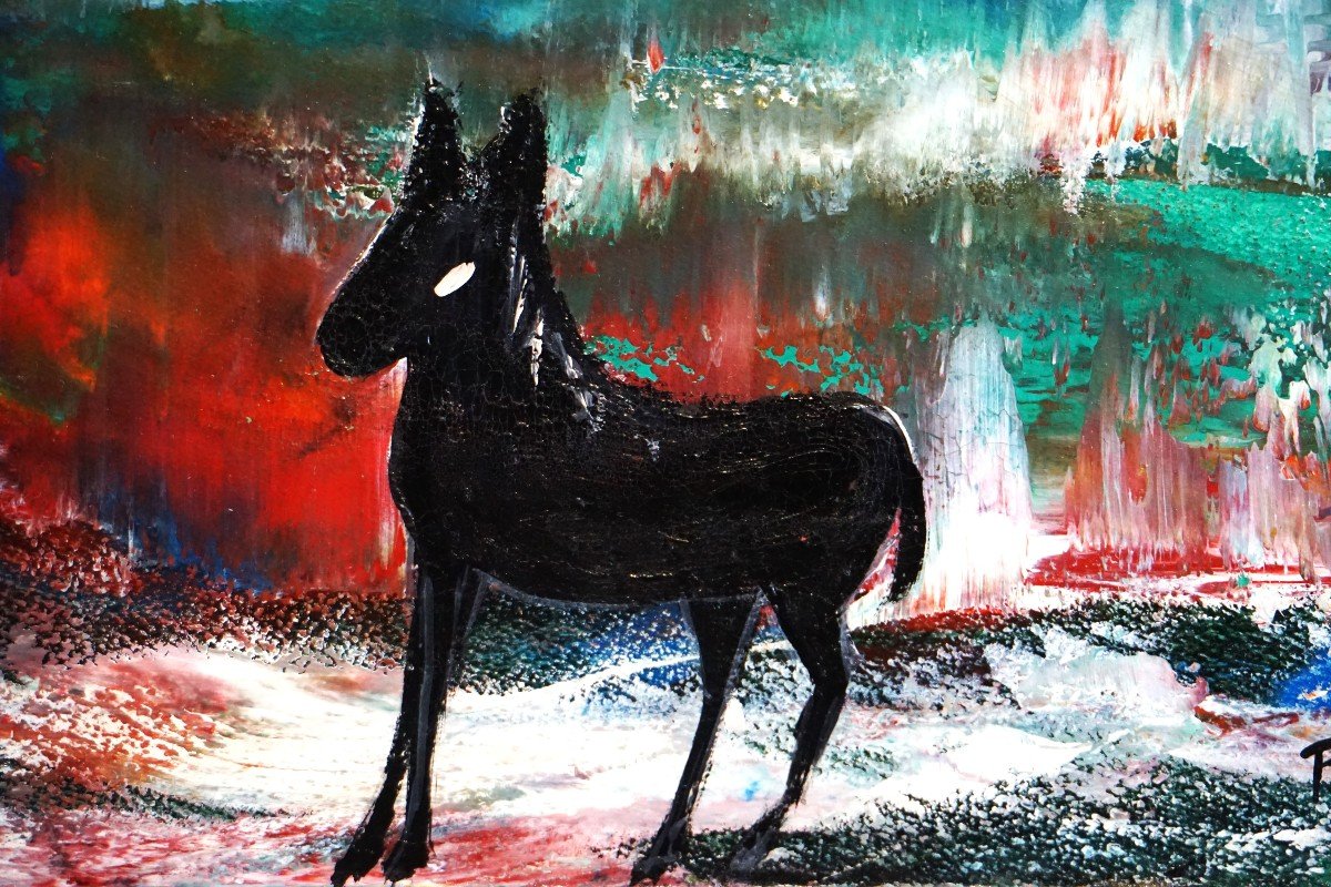 POUCETTE DE SAINT GERMAIN / LE PETIT ÂNE / huile sur papier-photo-4