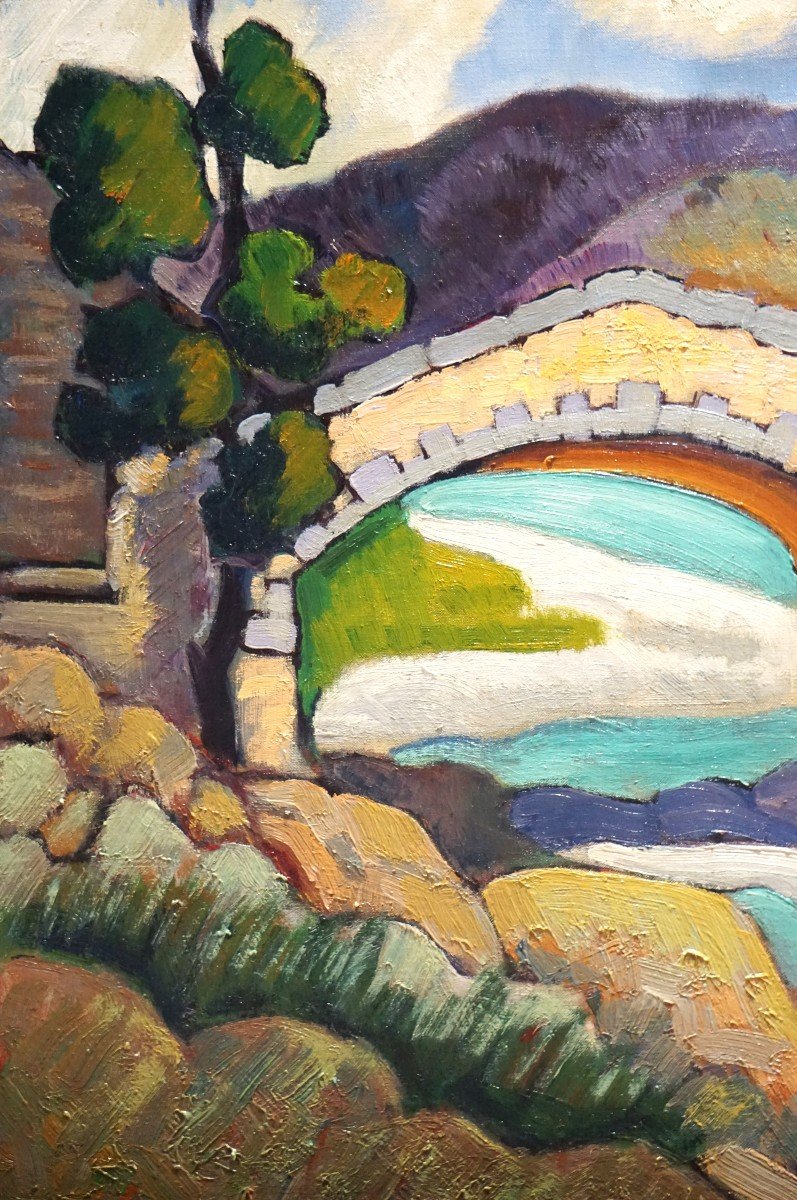 DRÔME PROVENÇALE / PROVENCE / MONTBRUN-LES-BAINS / 1949 / COLBERT CASSAN / huile sur toile-photo-1