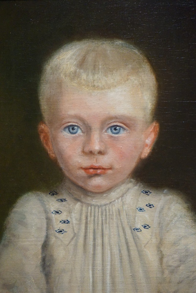 ÉCOLE FRANÇAISE / DATÉE 1891 / PORTRAIT D'ENFANT / huile sur toile -photo-3