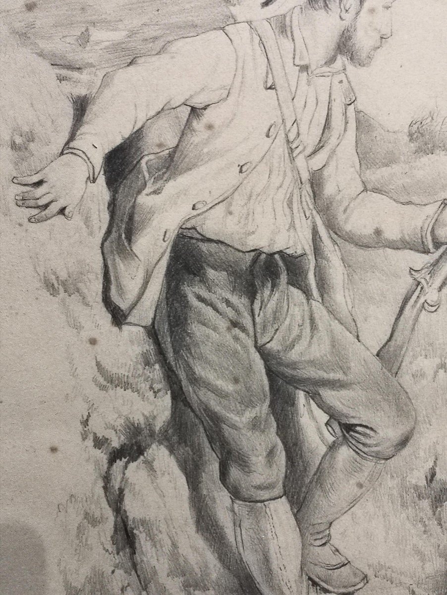 Hunting Scene/ First Half 19th Century/ Germanic School? / Drawing-photo-4
