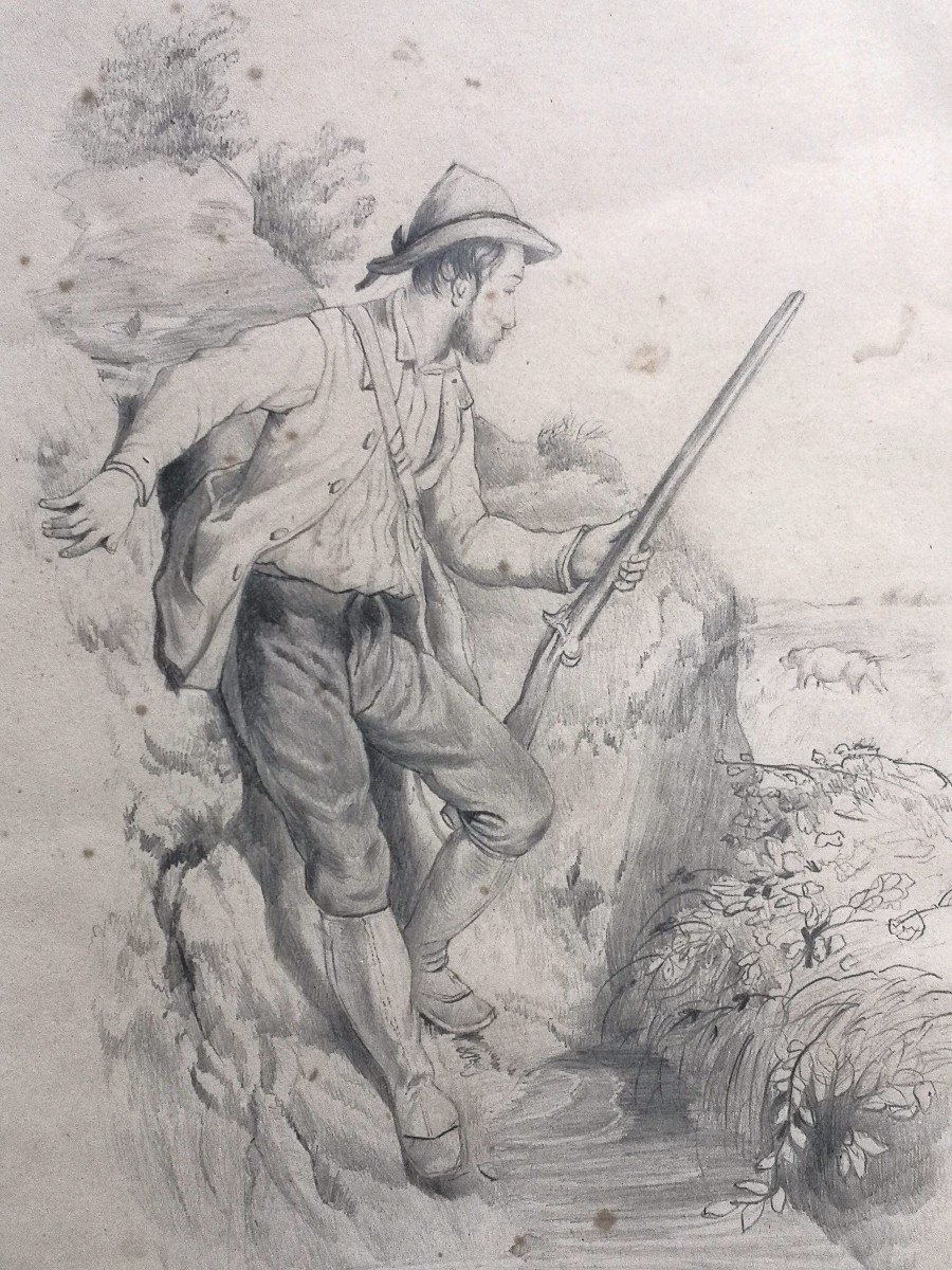 Hunting Scene/ First Half 19th Century/ Germanic School? / Drawing