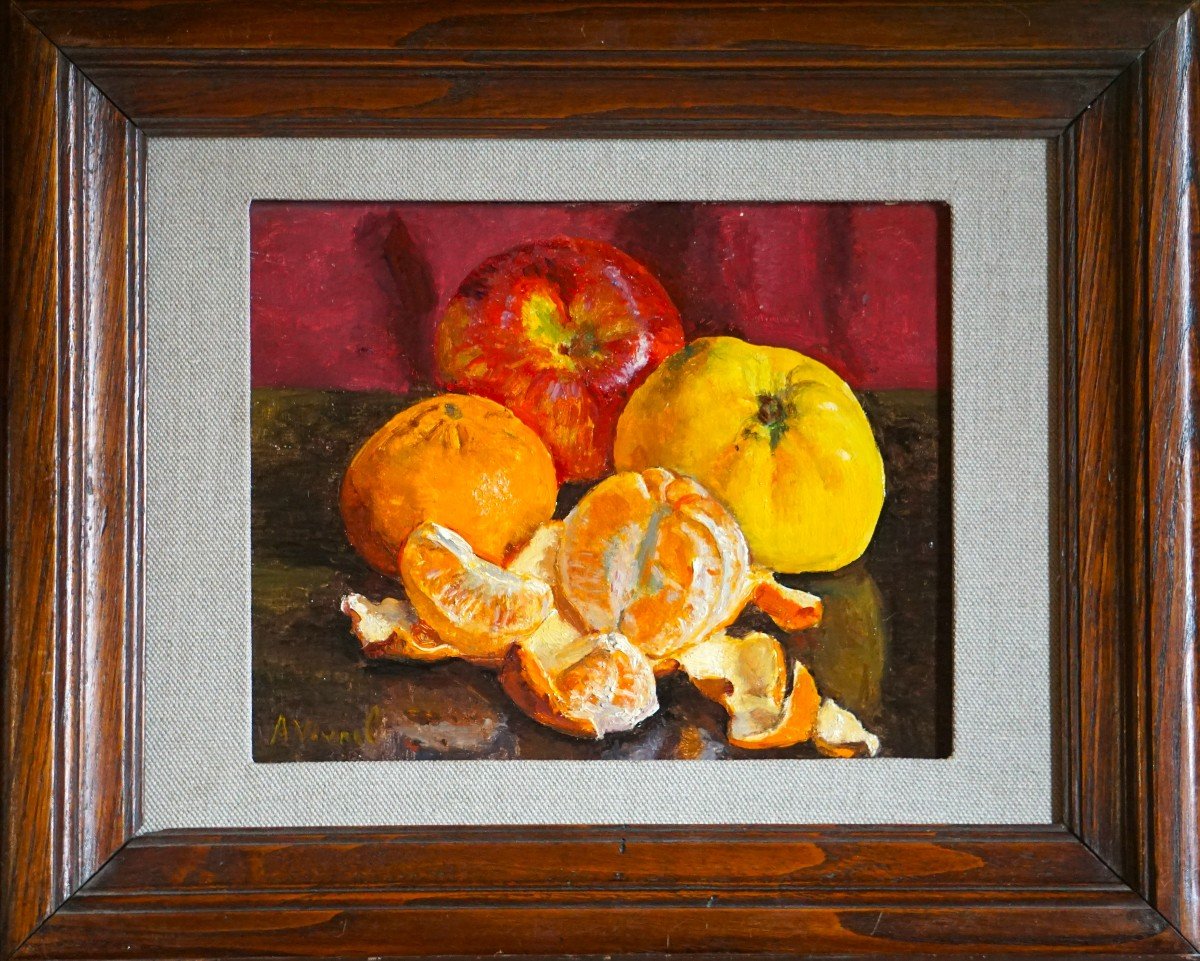 André-léon Vivrel (1886-1976) / Still Life With Fruits / Oil On Canvas Cardboard -photo-4