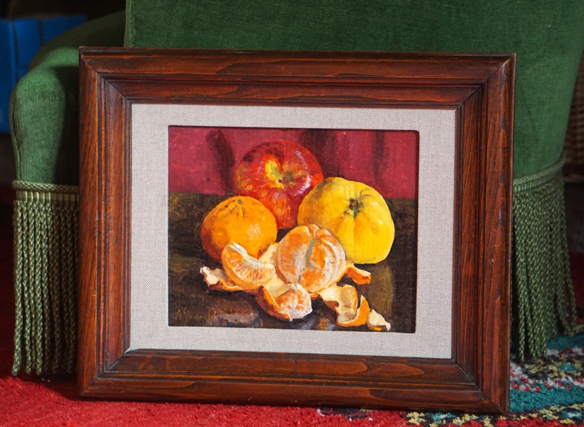 André-léon Vivrel (1886-1976) / Still Life With Fruits / Oil On Canvas Cardboard -photo-7