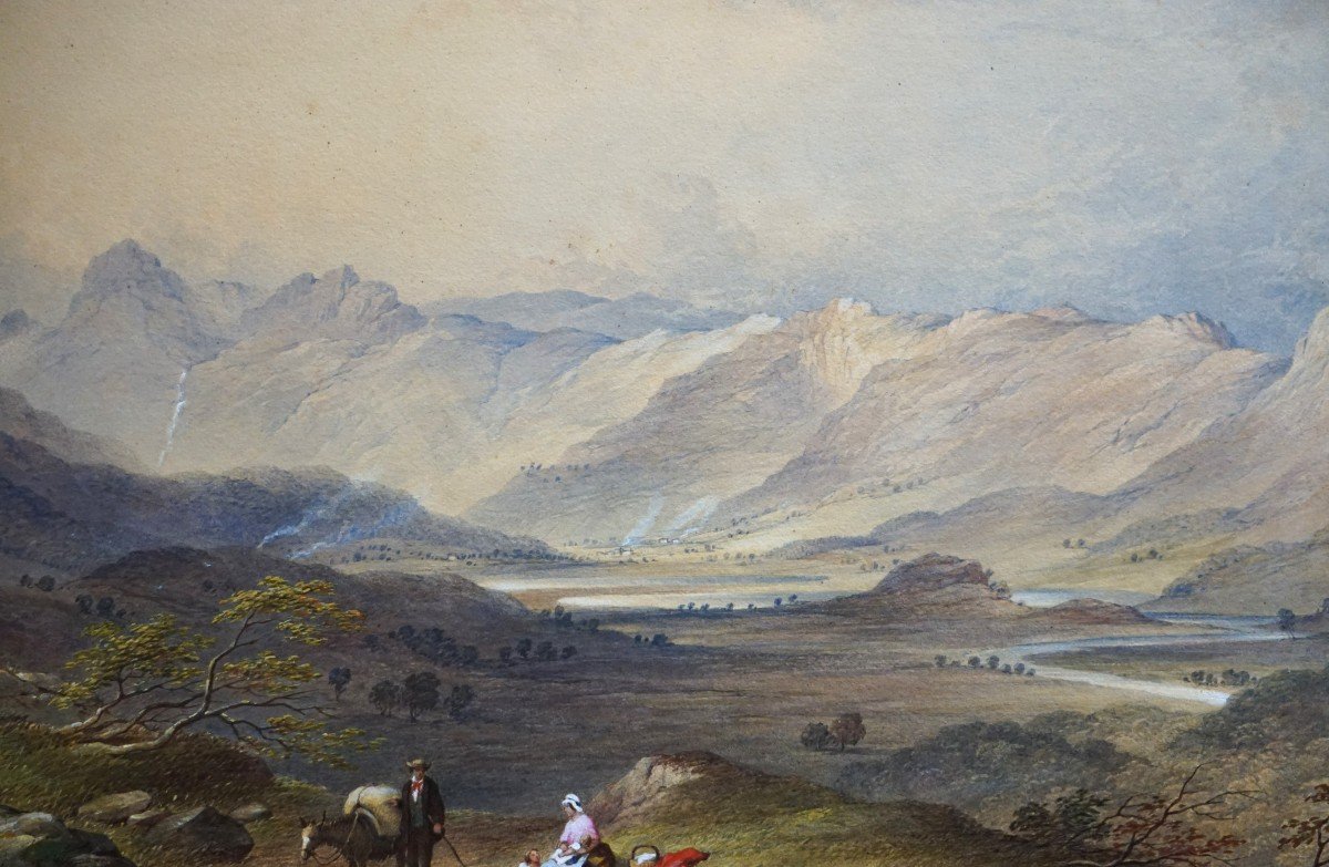 English School 1857 / Charles F. Buckley (1812-1869) / Lake District Uk / Watercolor And Gouache-photo-3
