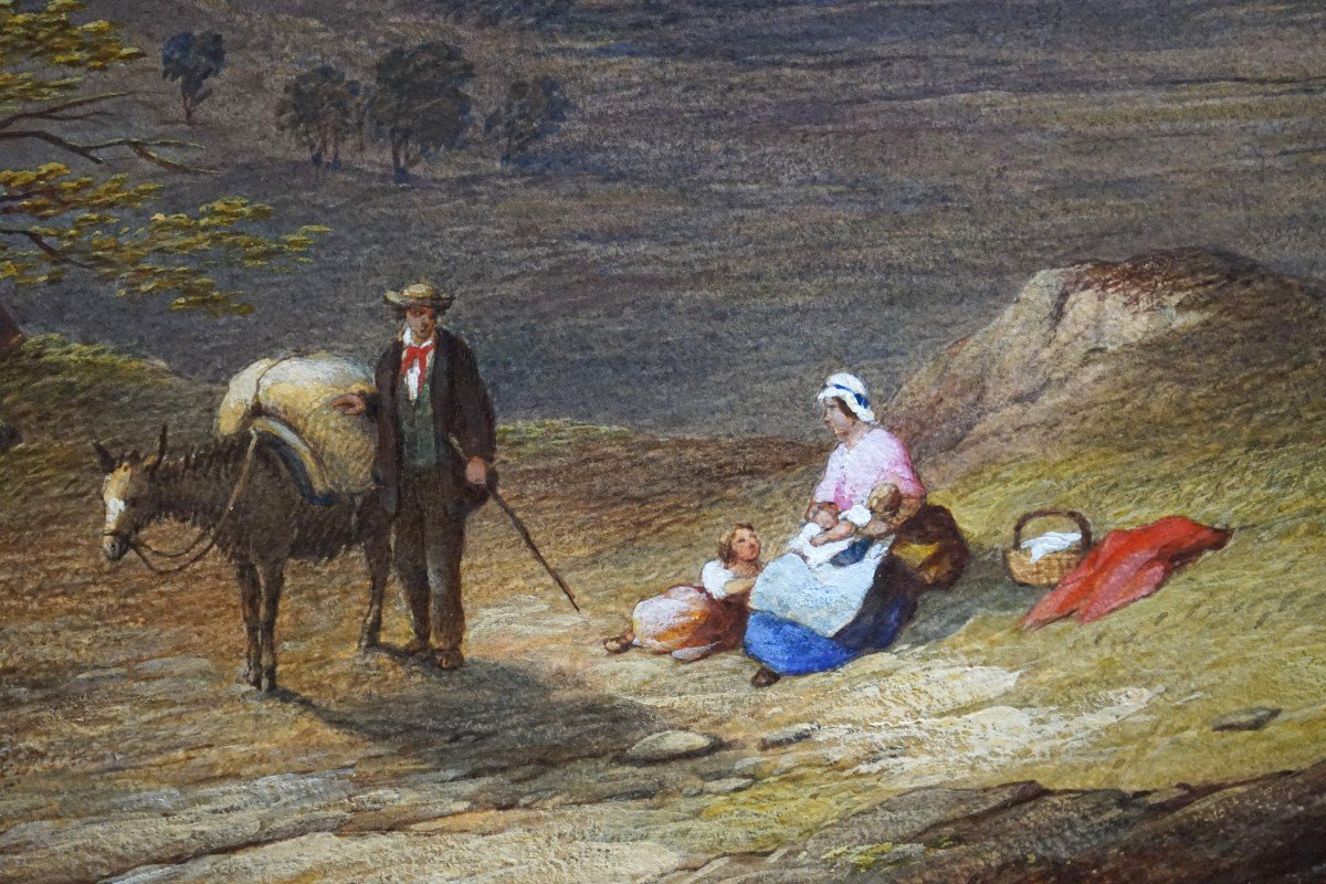 English School 1857 / Charles F. Buckley (1812-1869) / Lake District Uk / Watercolor And Gouache-photo-1