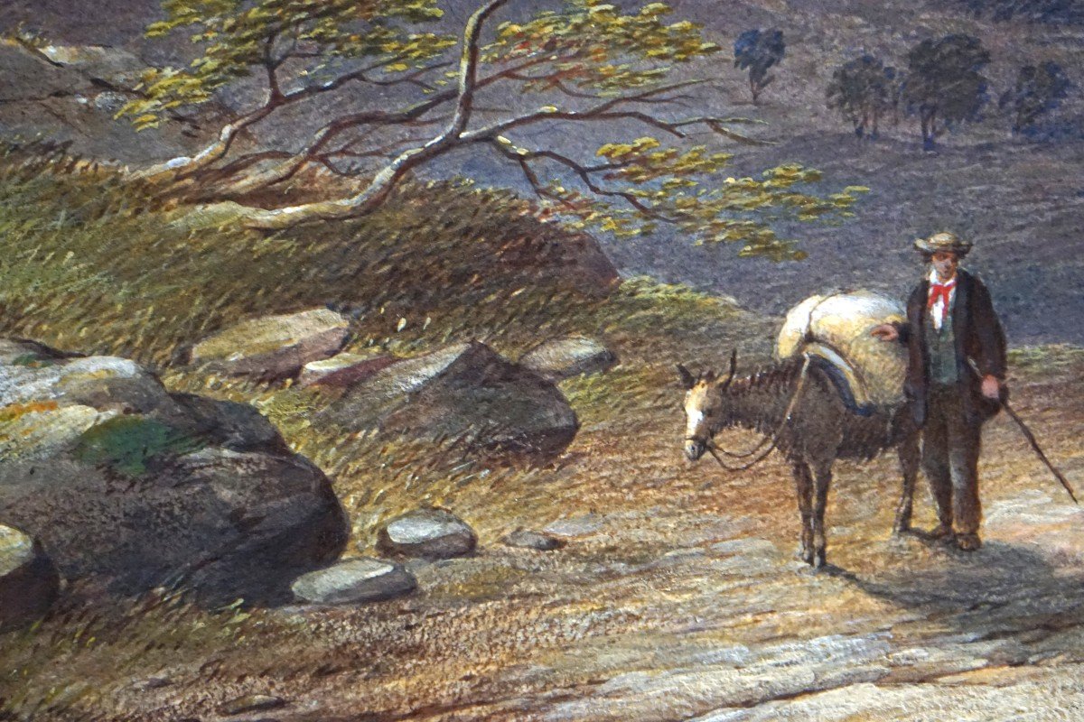 English School 1857 / Charles F. Buckley (1812-1869) / Lake District Uk / Watercolor And Gouache-photo-2