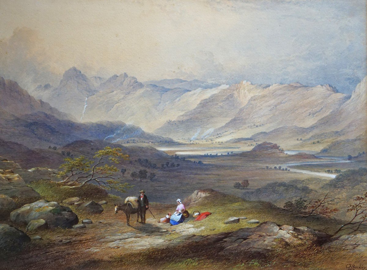 English School 1857 / Charles F. Buckley (1812-1869) / Lake District Uk / Watercolor And Gouache