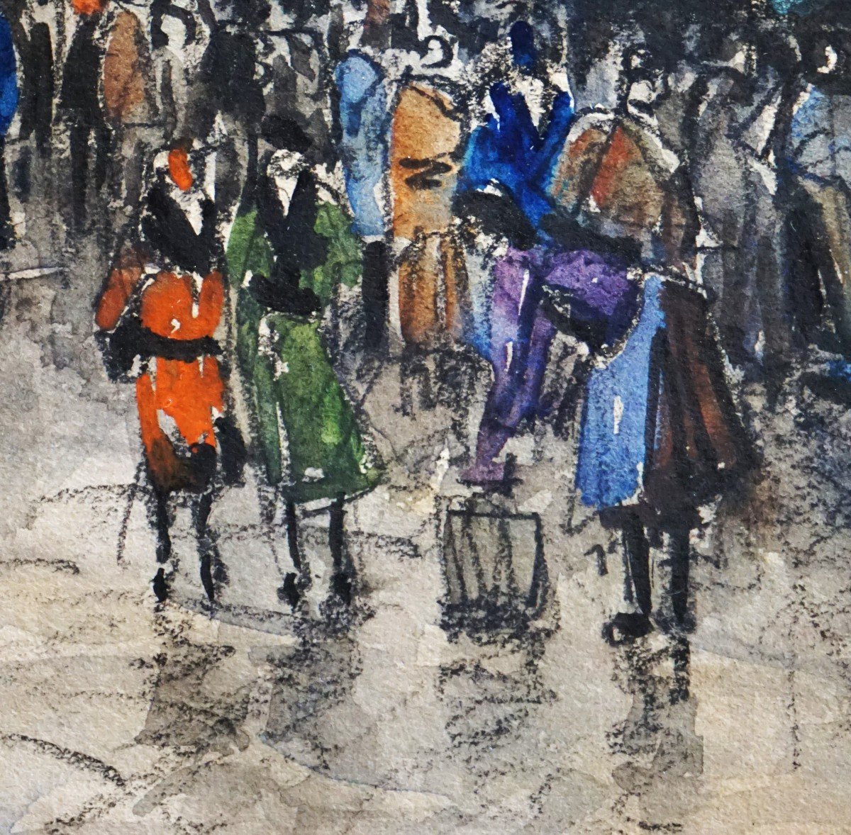 FRANK WILL (1900-1951) / MARCHÉ À DREUX CIRCA 1920-1930 / aquarelle sur traits de crayon-photo-1