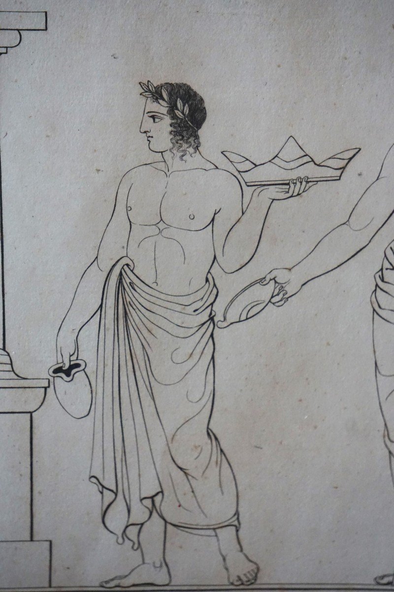 19th Century Engraving / Scene From Greco-roman Antiquity -photo-2