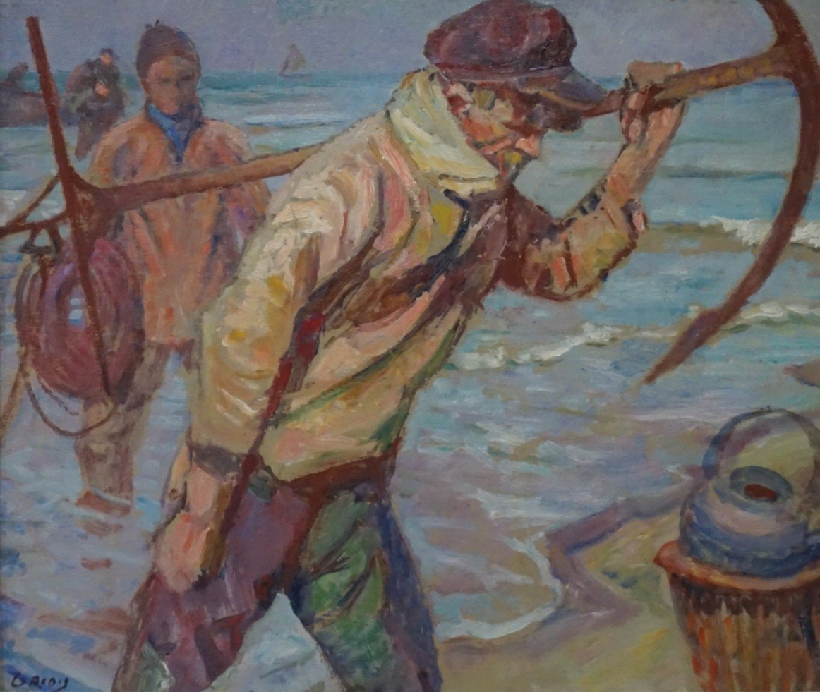 Boulogne-sur-mer / Georges Griois (1872-1944) / Return From Fishing / Oil On Panel -photo-6