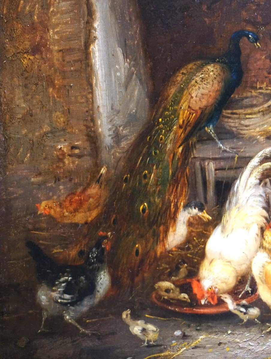 CHARLES-ÉMILE JACQUE (1813-1894) / ÉCOLE DE BARBIZON / BASSE COUR / huile sur panneau-photo-4