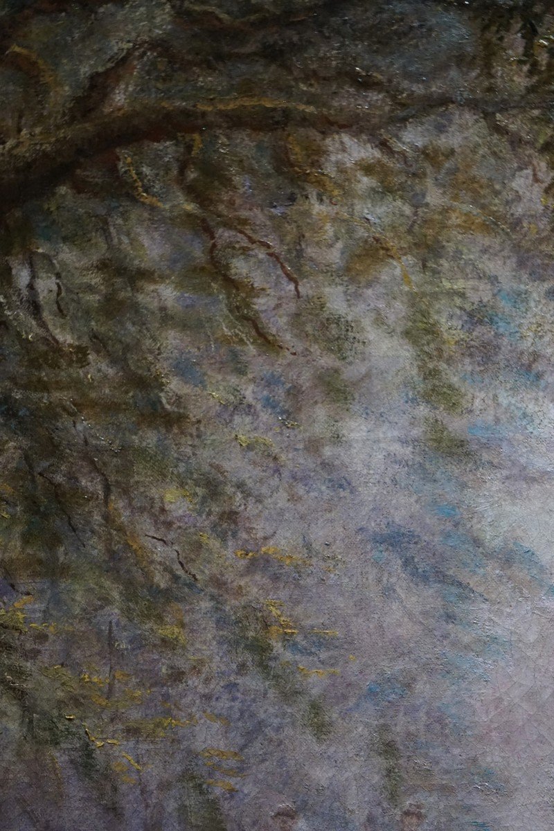 XIX ème siècle / TROUPEAU DE VACHES DANS UN SOUS BOIS / huile sur toile-photo-6