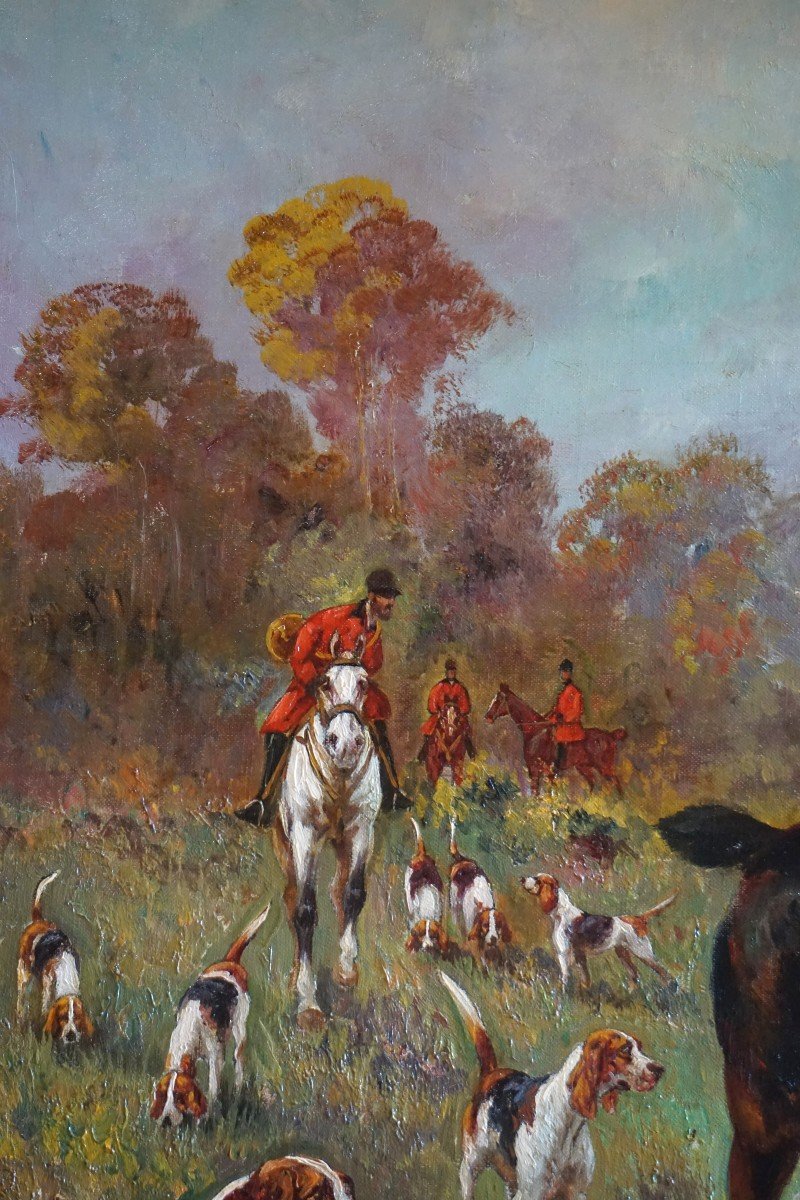 TRÈS IMPORTANTE CHASSE À COURRE / DATÉE 1896 / ÉCOLE ANGLAISE / WALTER REEVES -photo-3