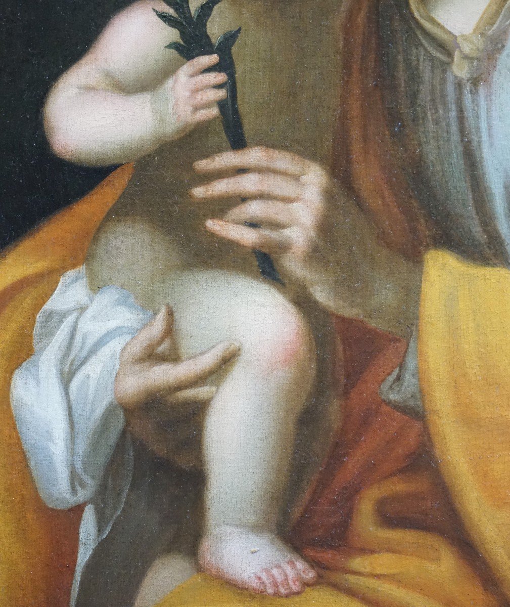 Saint Joseph And The Child Jesus / 18th Century / Oil On Canvas-photo-3