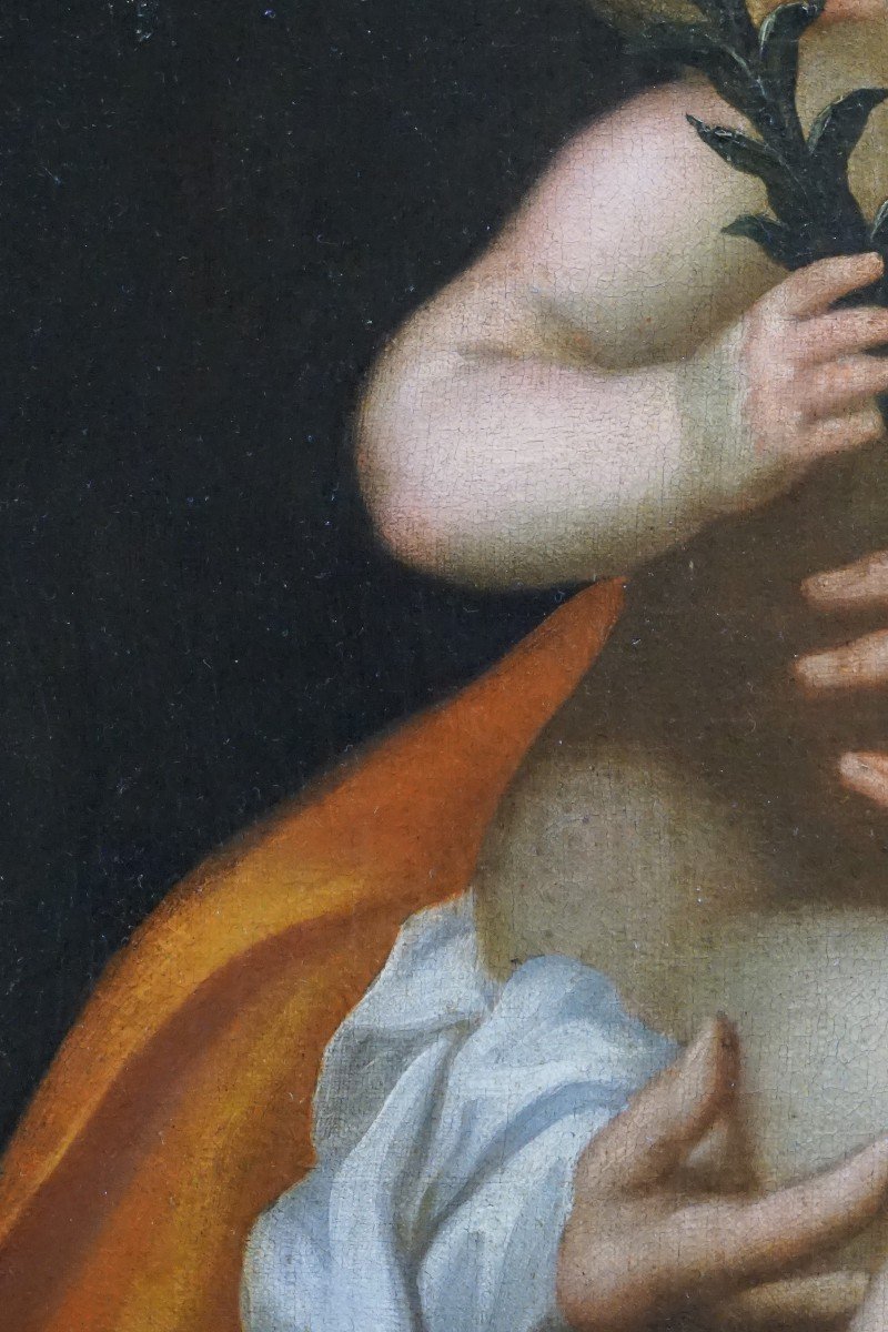 Saint Joseph And The Child Jesus / 18th Century / Oil On Canvas-photo-3
