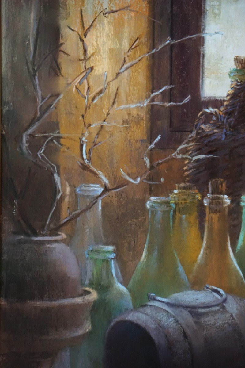 "forgotten Transparencies: The Poetry Of Pastel" / Still Life With Bottles / Claude Texier-photo-1