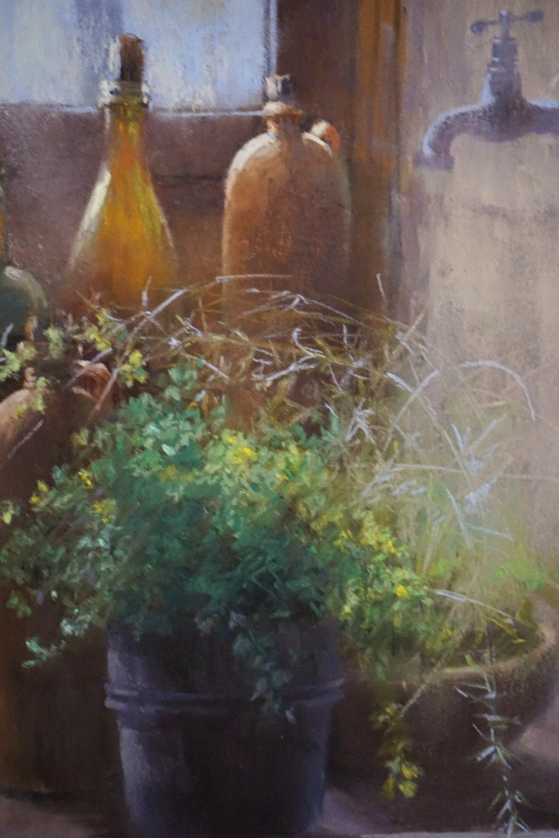 "forgotten Transparencies: The Poetry Of Pastel" / Still Life With Bottles / Claude Texier-photo-3