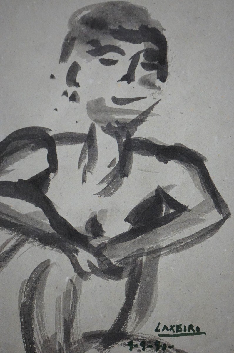 LAXEIRO (1908-1996) / FIGURE / GALICIA / DESSIN SIGNÉ ET DATÉ 1940 / ENCRE-photo-2