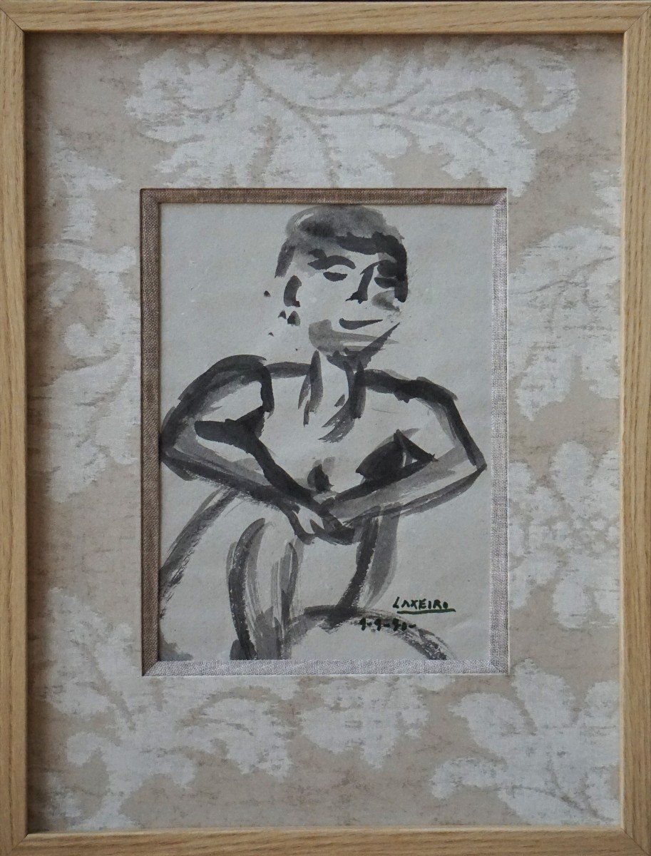 LAXEIRO (1908-1996) / FIGURE / GALICIA / DESSIN SIGNÉ ET DATÉ 1940 / ENCRE-photo-4