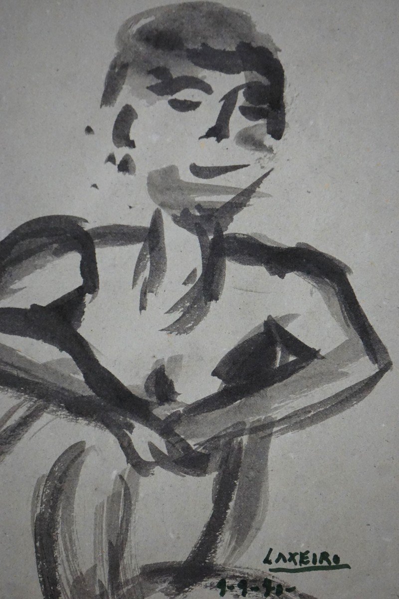 LAXEIRO (1908-1996) / FIGURE / GALICIA / DESSIN SIGNÉ ET DATÉ 1940 / ENCRE