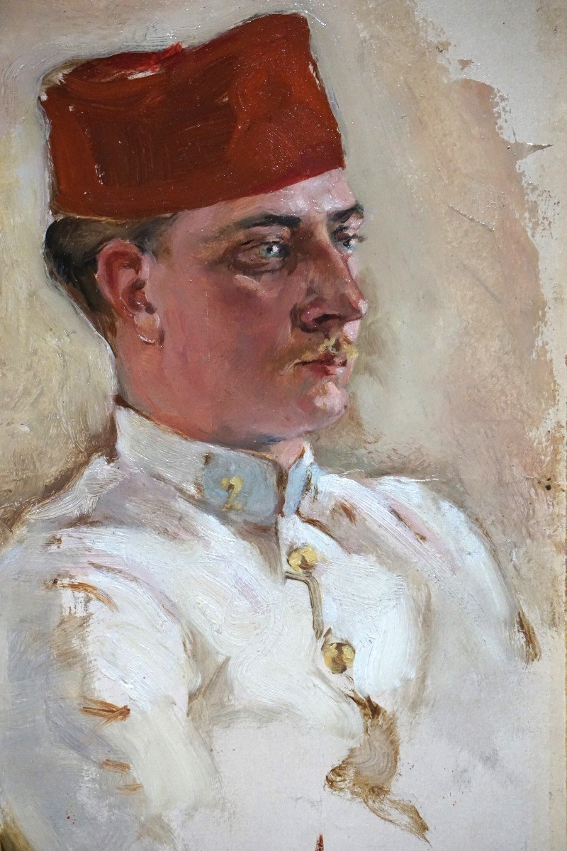Orientalist School / Portrait Of An Officer Of The Colonial Troops / Algeria / Circa 1860 / Oil On P-photo-3