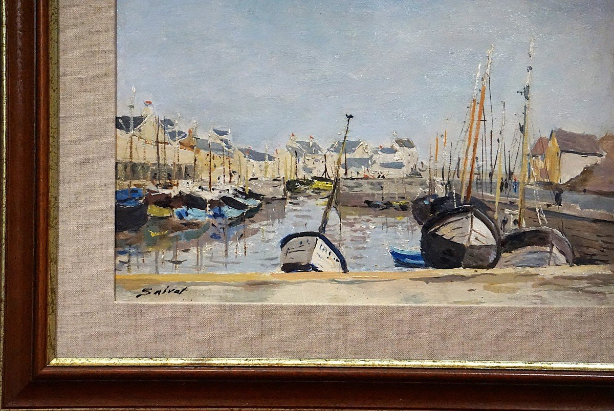 View Of Port-en-bessin - Calvados - Normandy / François Salvat (1892-1974) / Oil On Panel-photo-5