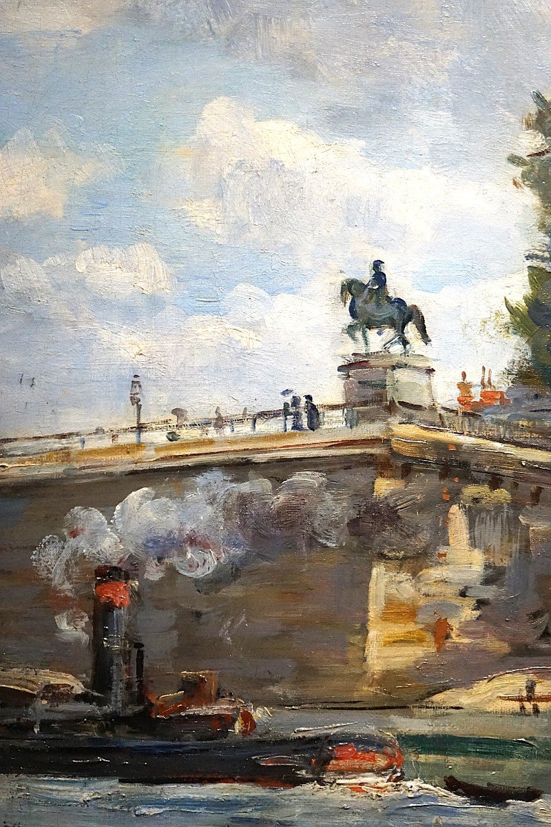 Paris Late 19th Century / Pont Neuf / Henri Michel-levy (1844-1914) / Oil On Canvas-photo-2