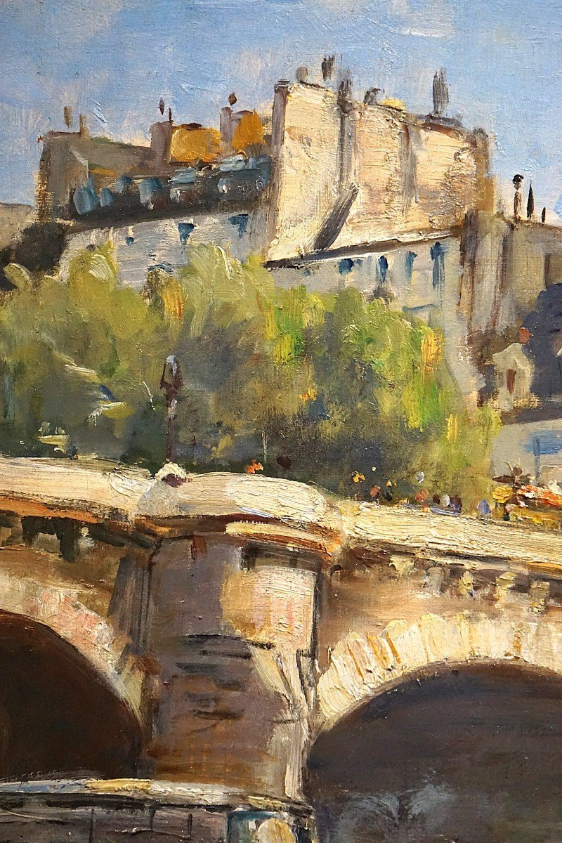 Paris Late 19th Century / Pont Neuf / Henri Michel-levy (1844-1914) / Oil On Canvas-photo-5