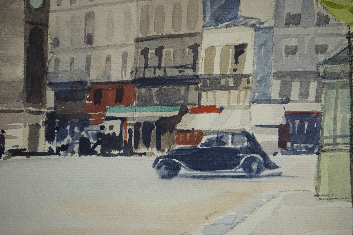 Les Halles District Paris / Circa 1930-40 / Saint-eustache / Jf Commauche / Watercolor-photo-2