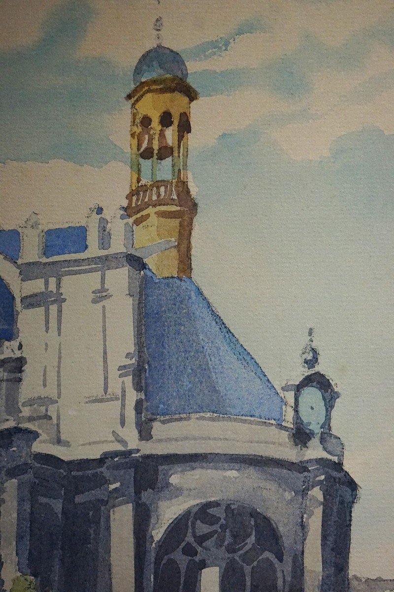 Les Halles District Paris / Circa 1930-40 / Saint-eustache / Jf Commauche / Watercolor-photo-6