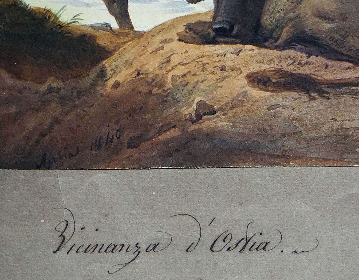 ROME -  ANNÉE 1840 / VICINANZA D'OSTIA / Andrea Gasparini /  aquarelle-photo-1